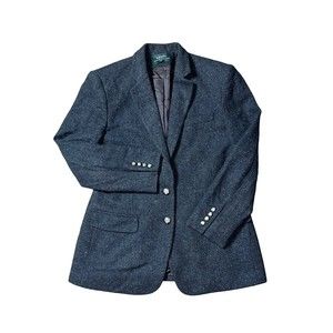 Ralph Lauren Women’s M/L Dark Gray Tweed Wool Equestrian Riding Blazer Jacket